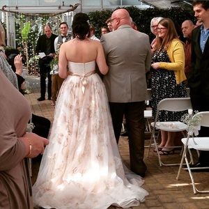 pink chiffon wedding dress